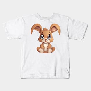 Cute Cartoon Brown Baby Bunny Rabbit Illustration Kids T-Shirt